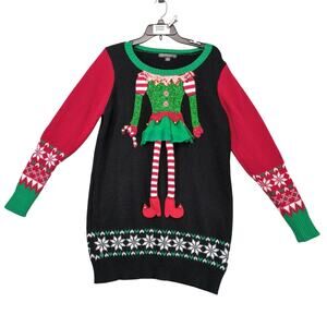 United States Sweaters Knit Holiday Christmas Elf Sweater Dress Sz XL Party Ugly